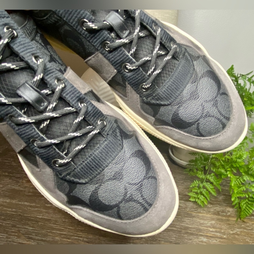 Coach‎ Mens 12D Leather Citysole Runner Suede Designer Sneakers Shoes Black Gray